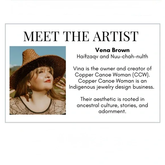 B Yellowtail Rose Gold Mirror Earrings by Indigenous Artist Copper Canoe Woman - Picture 7 of 7